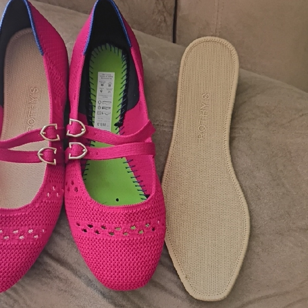 Rothy's Rouge Crochet Mary Jane Flats Women Size 8.5 NWT - Picture 5 of 7